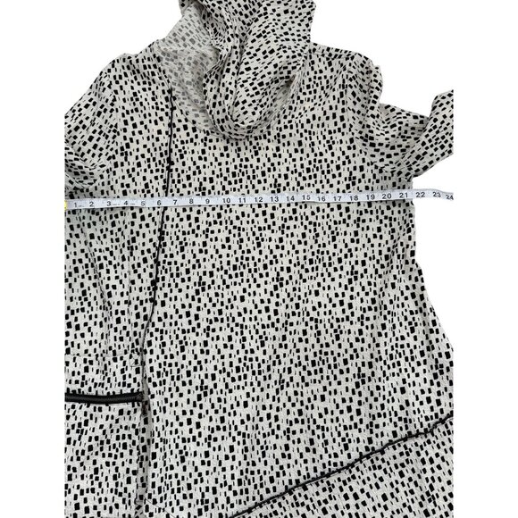 Ali Miles Womens Tunic Asymmetrical-Hem Cowl Neck White Black Size L - Picture 5 of 8